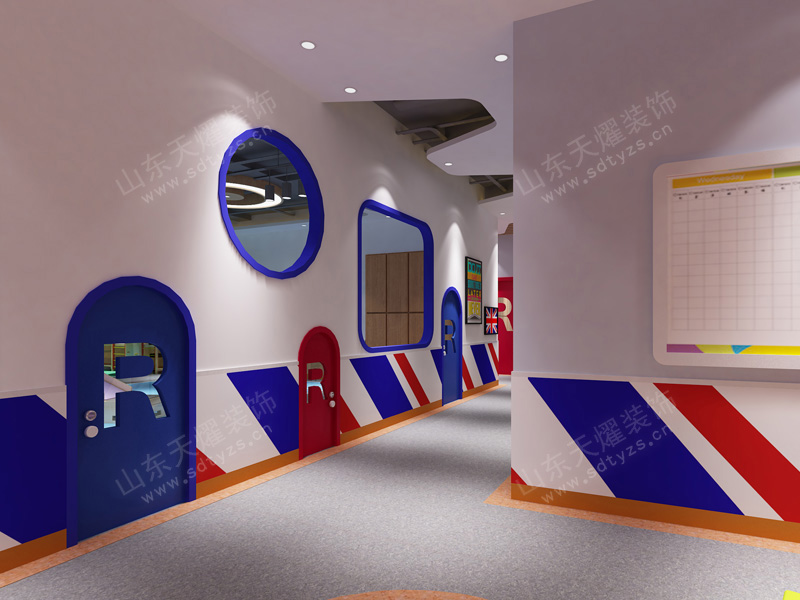 滕州睿乐宝贝走廊儿童教育空间设计装修案例