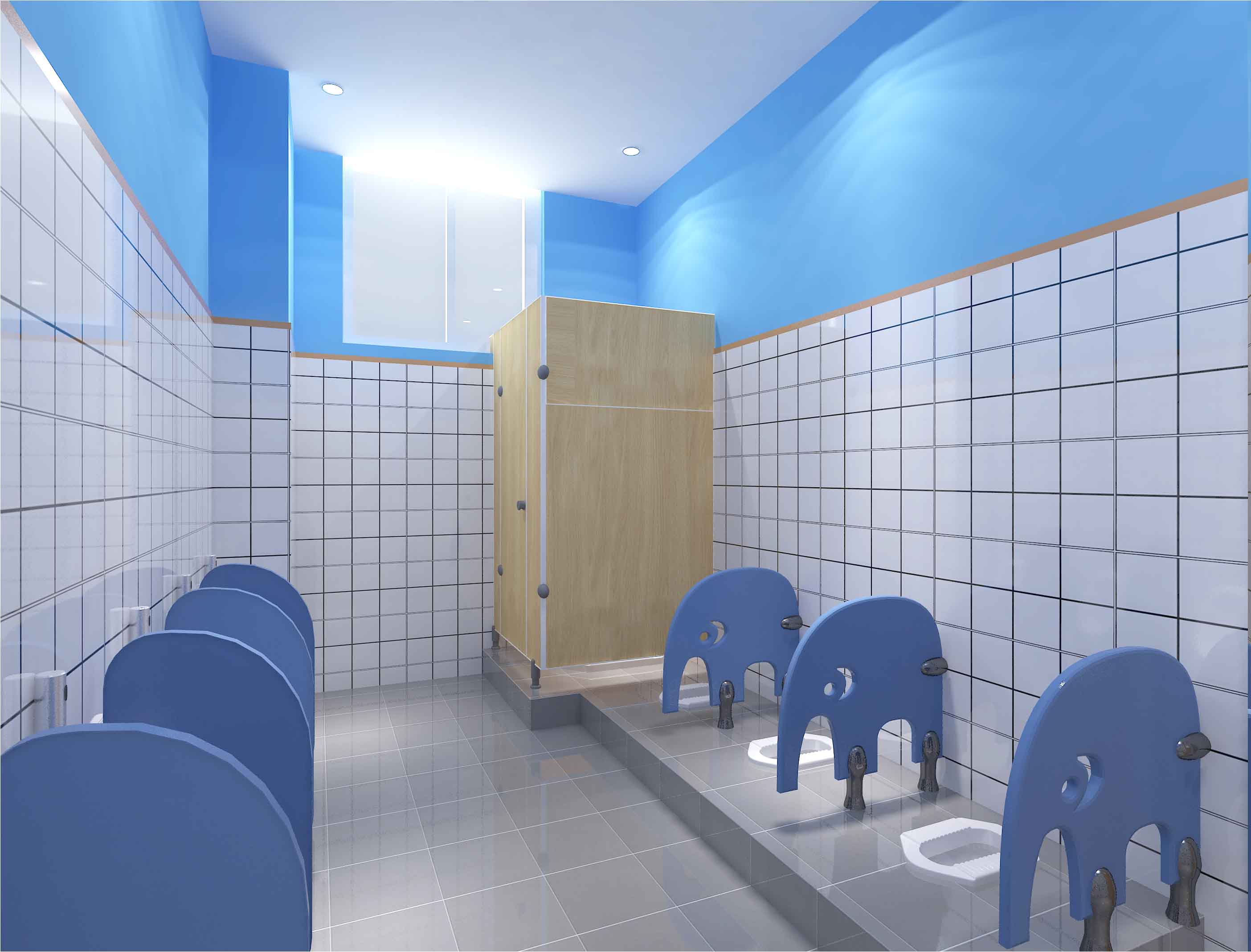 幼儿园小班卫生间墙面布置效果图 – 设计本装修效果图